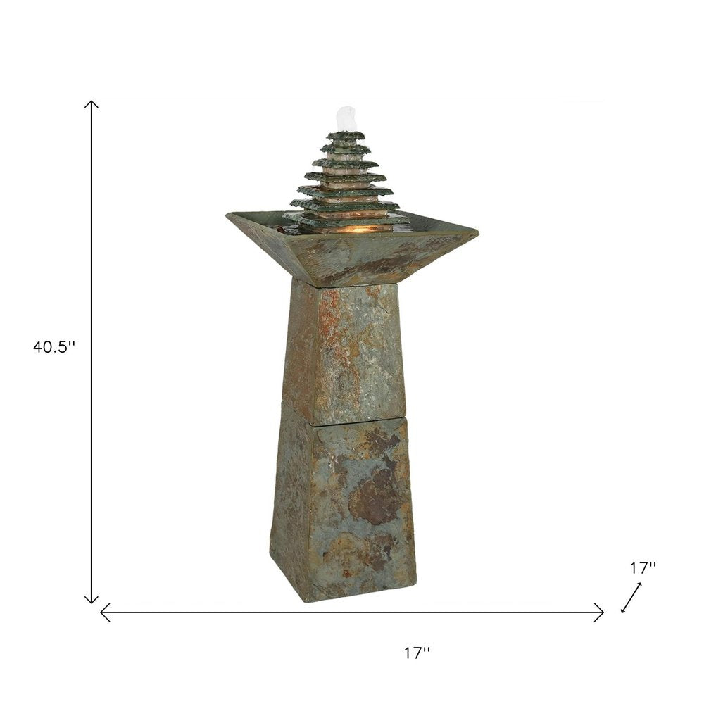 41" Gray Stone LED lights Garden Art HomeRoots