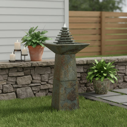 41" Gray Stone LED lights Garden Art HomeRoots