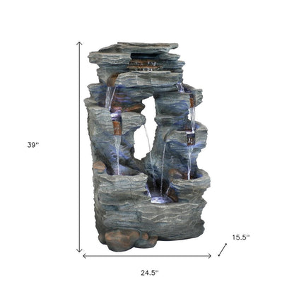 39" Gray Polyresin LED lights Garden Art HomeRoots