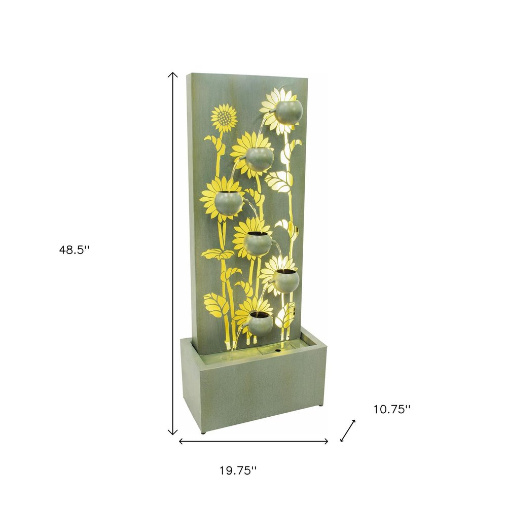 49" Light Green Steel LED lights Garden Hanging Wall or Door Decor HomeRoots