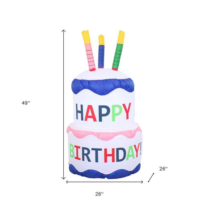 49" White Polyester Birthday LED lights Garden Hanging Wall or Door Decor HomeRoots
