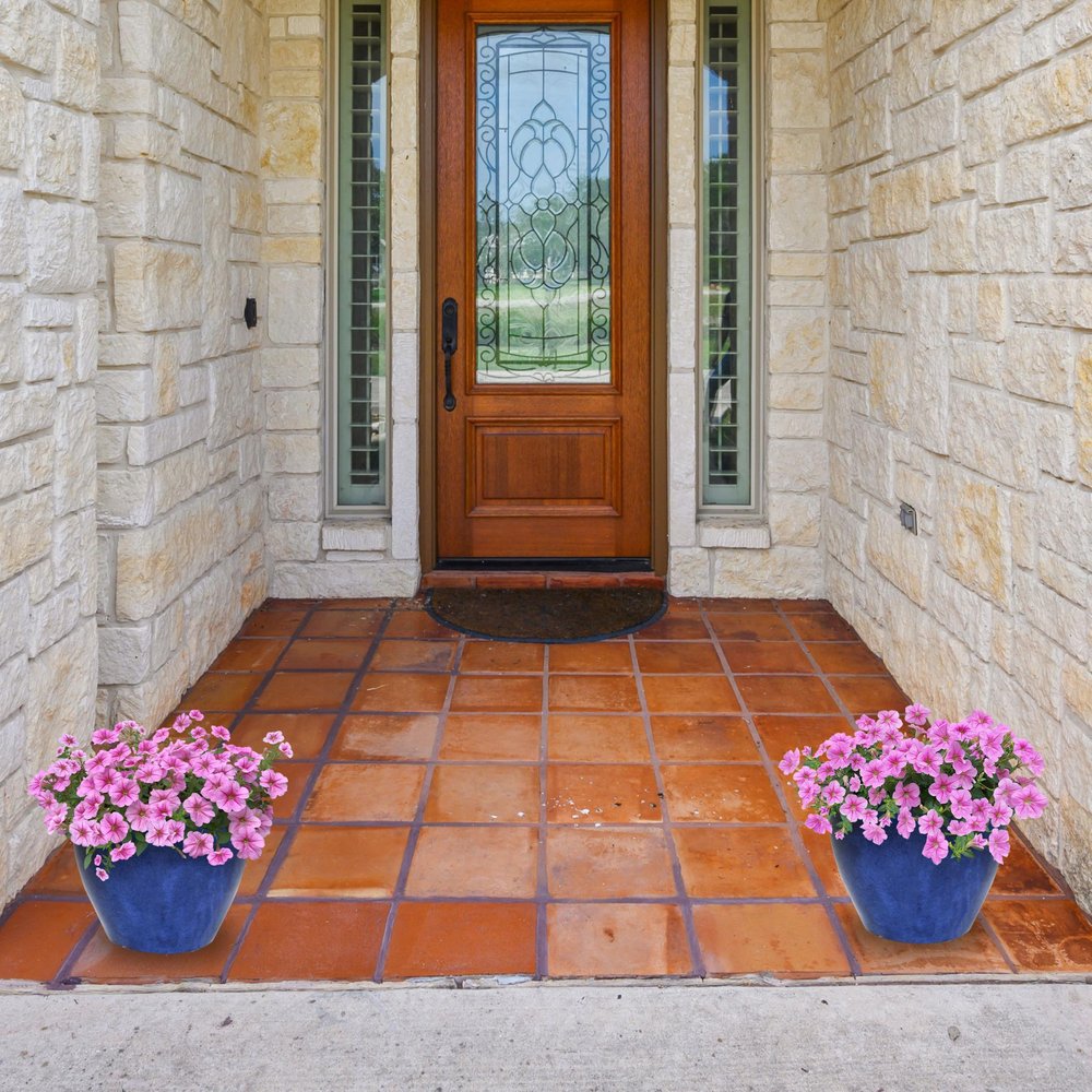 Set of Two Dark Blue Ceramic Round Pot Planter — view 4