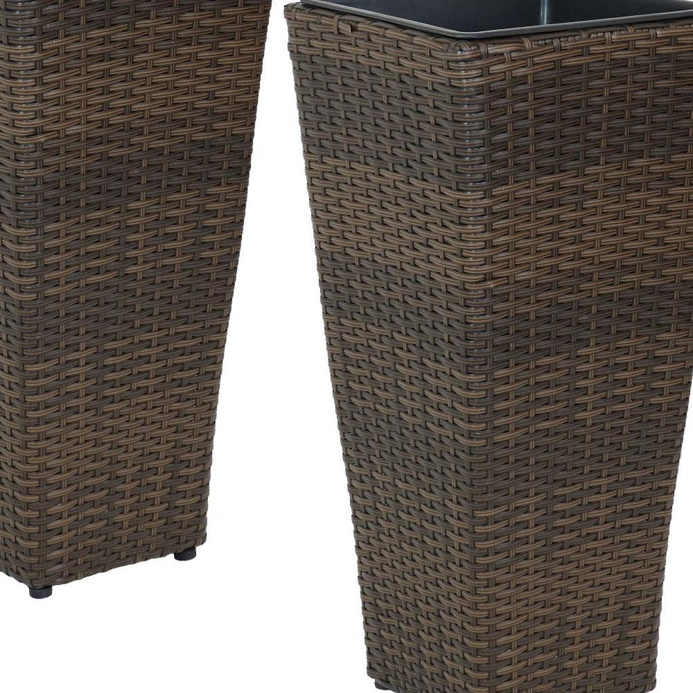 Set of Two 11" X 11" Brown Heavy Duty Plastic Square Pot Planter — view 6