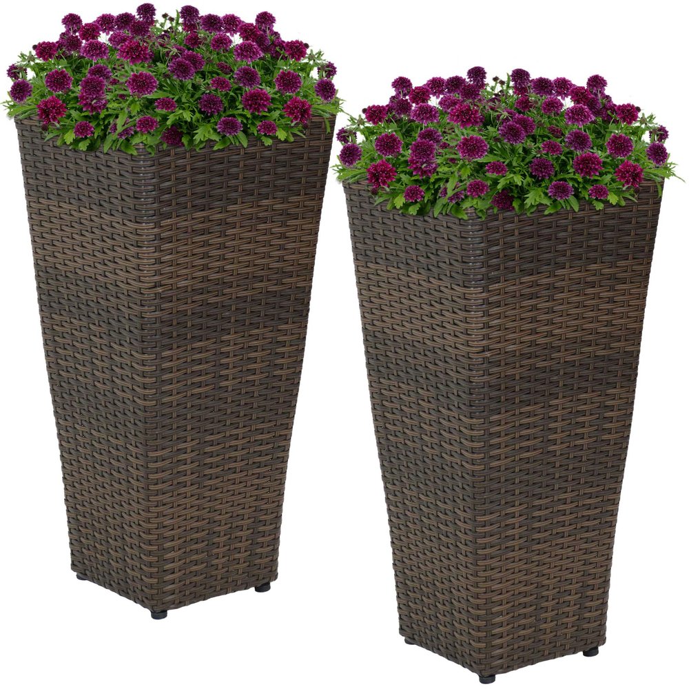 Set of Two 11" X 11" Brown Heavy Duty Plastic Square Pot Planter — view 4