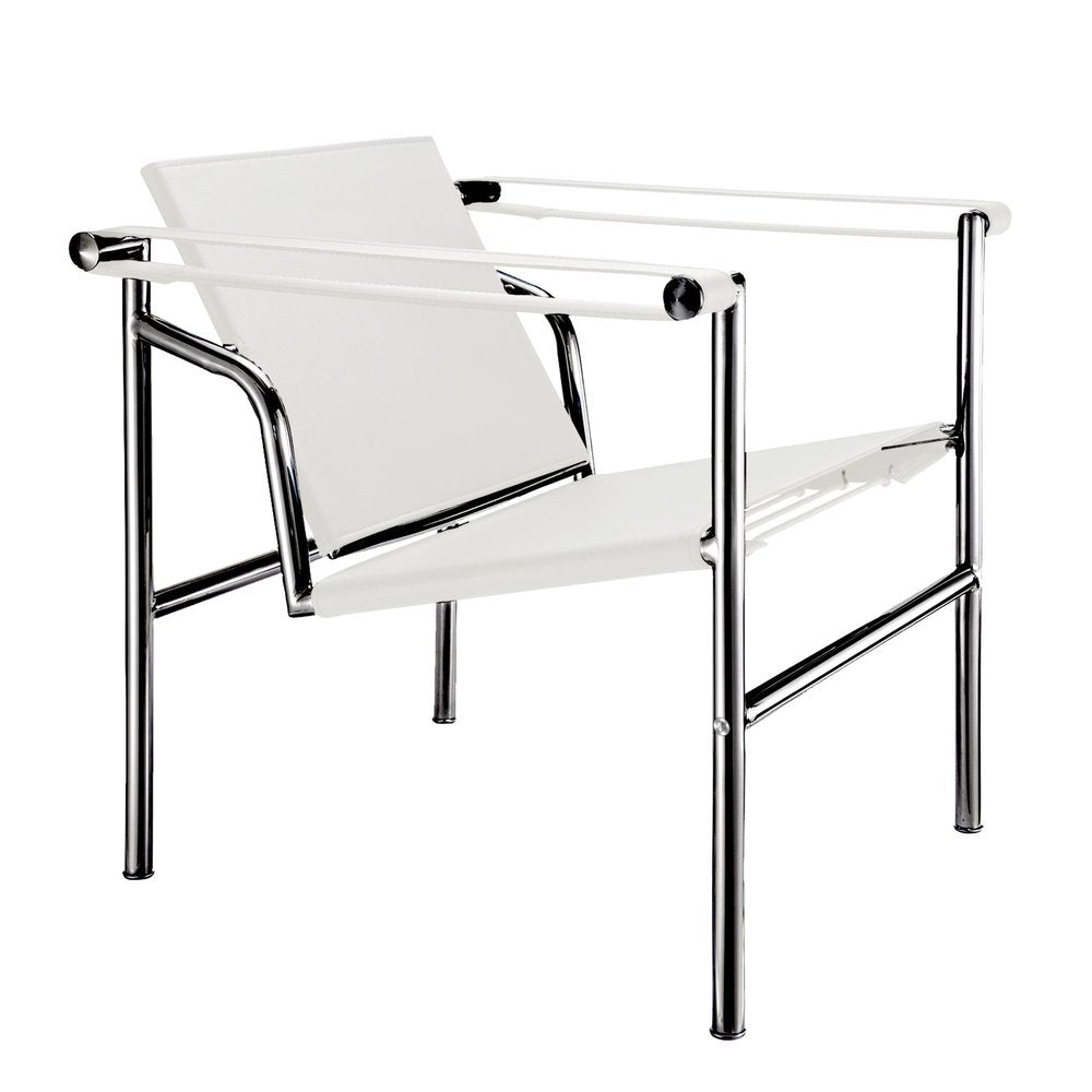 24" White and Silver Faux Leather and Stainless Adjustable Back Arm Chair HomeRoots