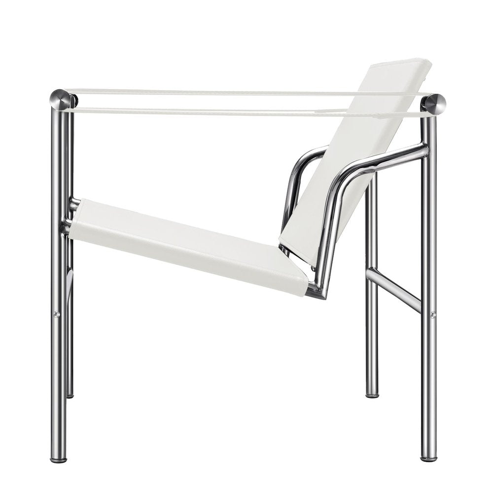 24" White and Silver Faux Leather and Stainless Adjustable Back Arm Chair HomeRoots