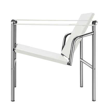 24" White and Silver Faux Leather and Stainless Adjustable Back Arm Chair HomeRoots
