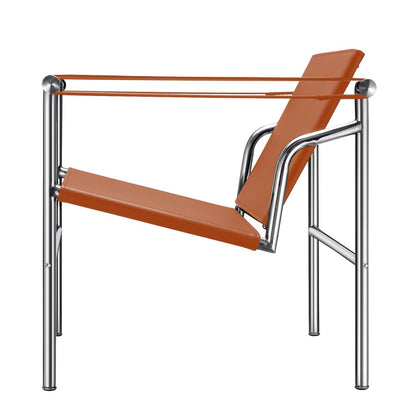 24" Terra Cotta and Silver Faux Leather and Stainless Adjustable Back Arm Chair HomeRoots