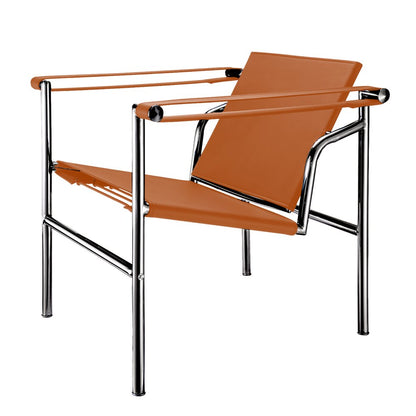 24" Terra Cotta and Silver Faux Leather and Stainless Adjustable Back Arm Chair HomeRoots