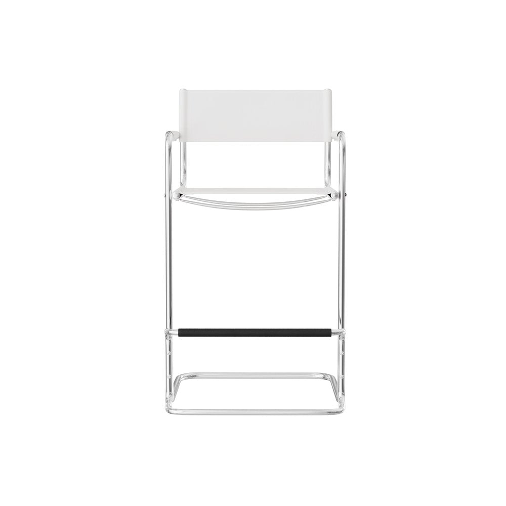 30" White And Silver Leather And Leather Match And Steel Low Back Bar Height Bar Chair HomeRoots