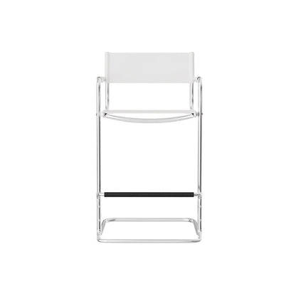 30" White And Silver Leather And Leather Match And Steel Low Back Bar Height Bar Chair HomeRoots
