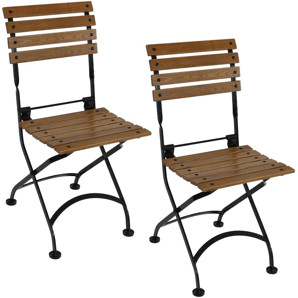 Set of Two Brown Steel Outdoor Folding Accent Chairs HomeRoots