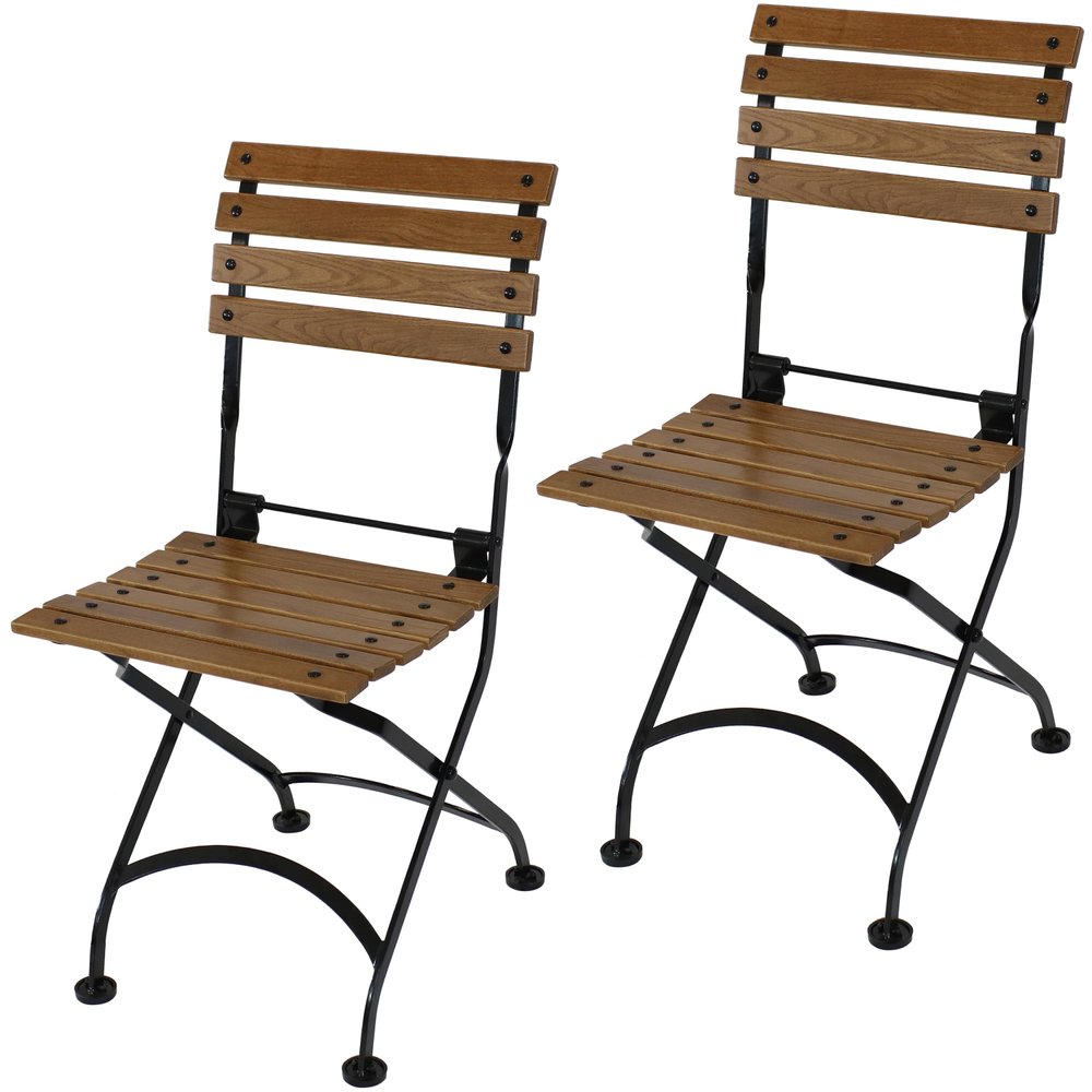 Set of Two Brown Steel Outdoor Folding Accent Chairs HomeRoots