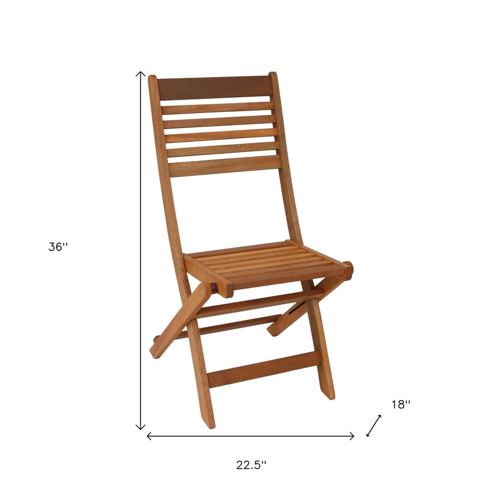 Set of Two Brown Solid Wood Outdoor Folding Accent Chairs HomeRoots