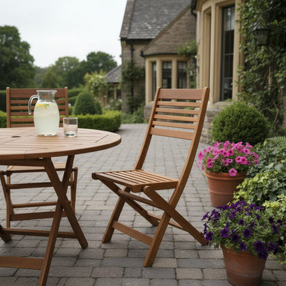 Set of Two Brown Solid Wood Outdoor Folding Accent Chairs HomeRoots
