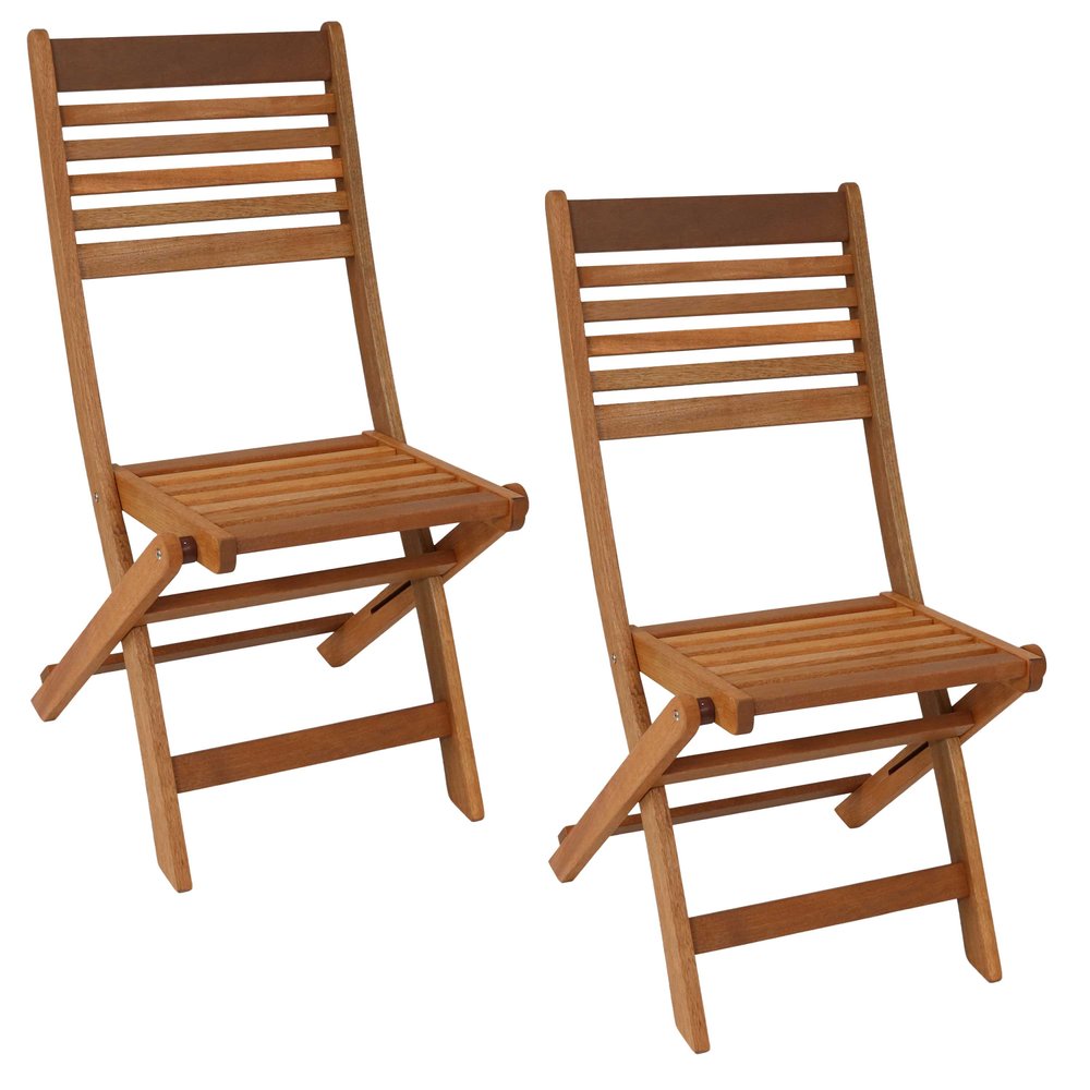 Set of Two Brown Solid Wood Outdoor Folding Accent Chairs HomeRoots