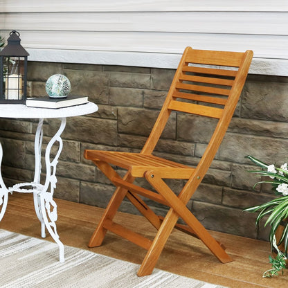 Set of Two Brown Solid Wood Outdoor Folding Accent Chairs HomeRoots