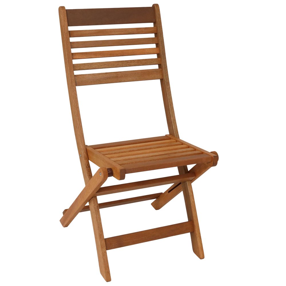Set of Two Brown Solid Wood Outdoor Folding Dining Chairs — view 3