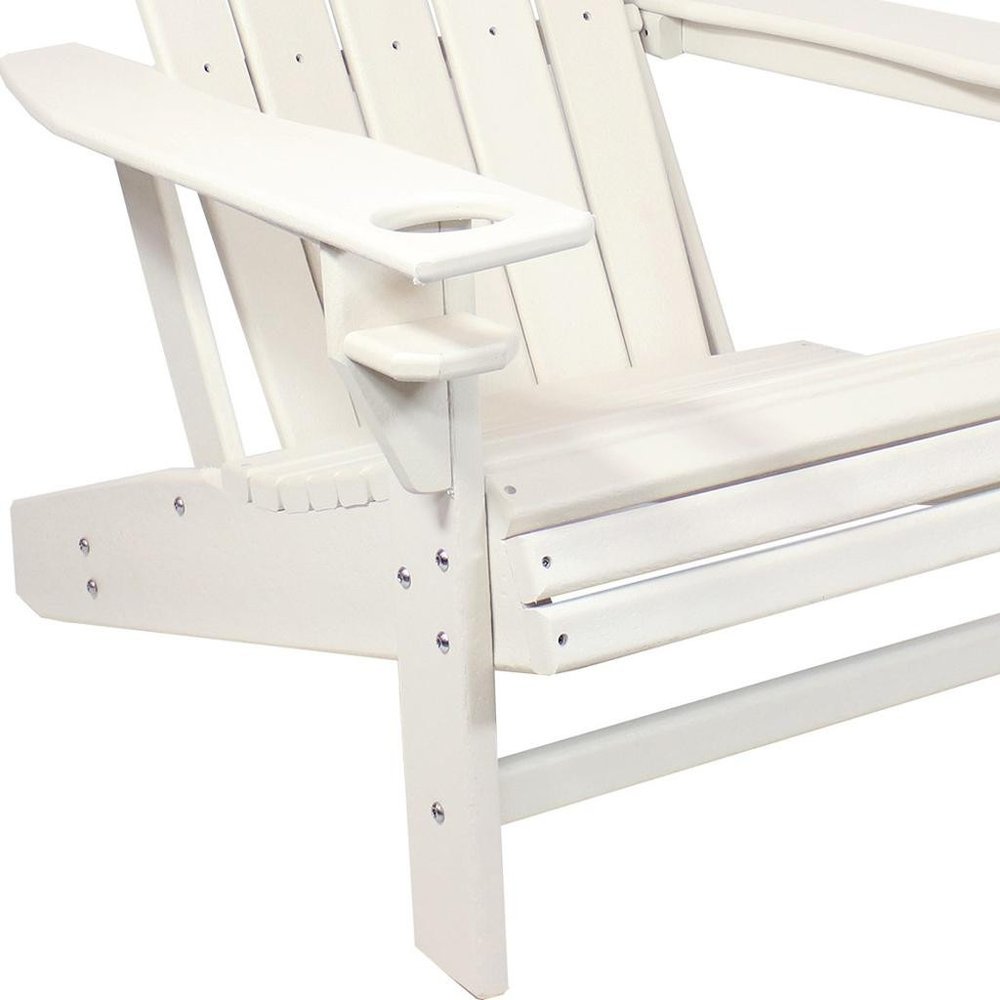 Set of Two White Heavy Duty Plastic Outdoor Adirondack Chairs HomeRoots