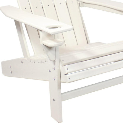 Set of Two White Heavy Duty Plastic Outdoor Adirondack Chairs HomeRoots