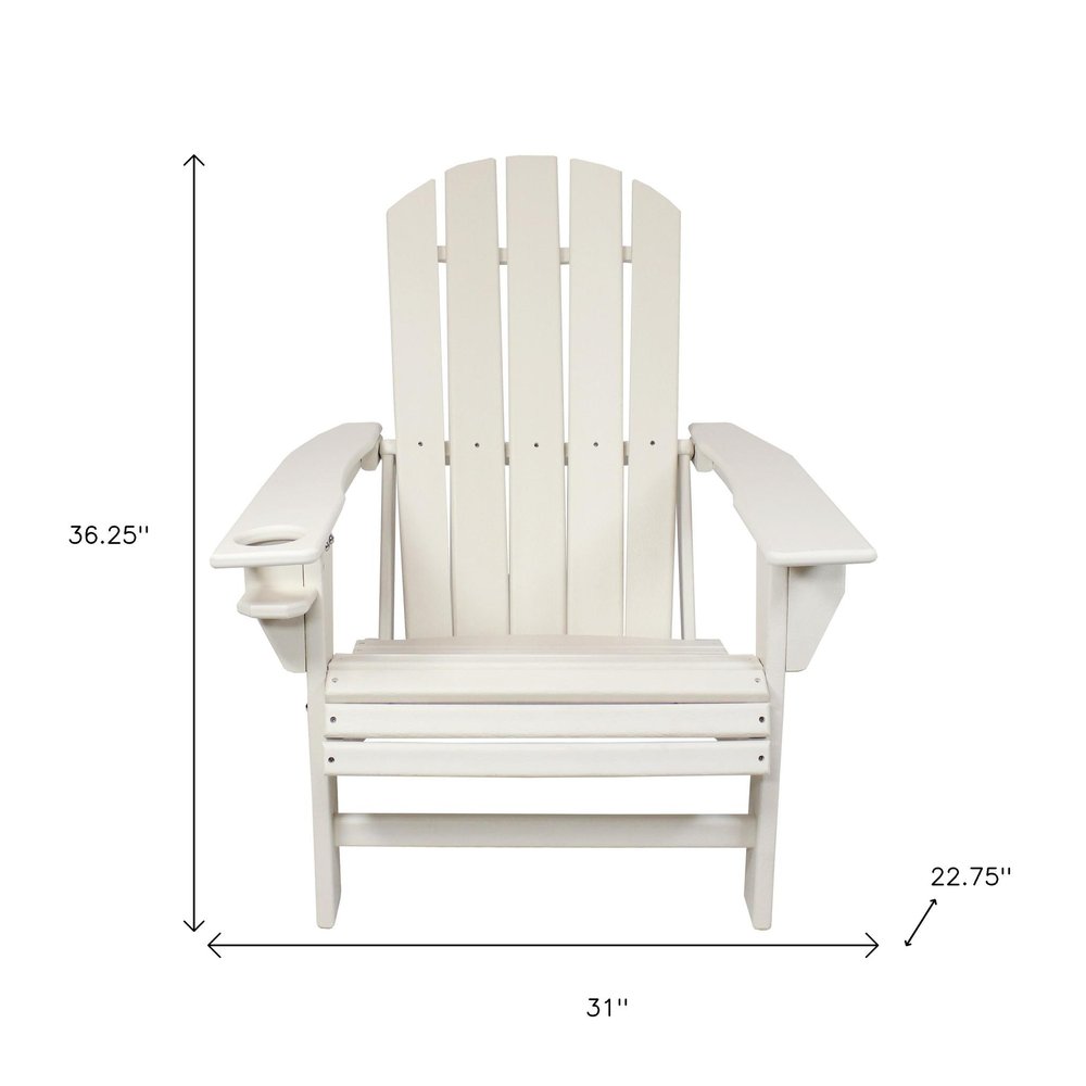 Set of Two White Heavy Duty Plastic Outdoor Adirondack Chairs HomeRoots
