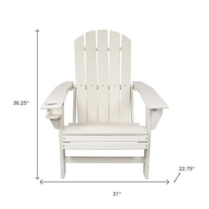 Set of Two White Heavy Duty Plastic Outdoor Adirondack Chairs HomeRoots