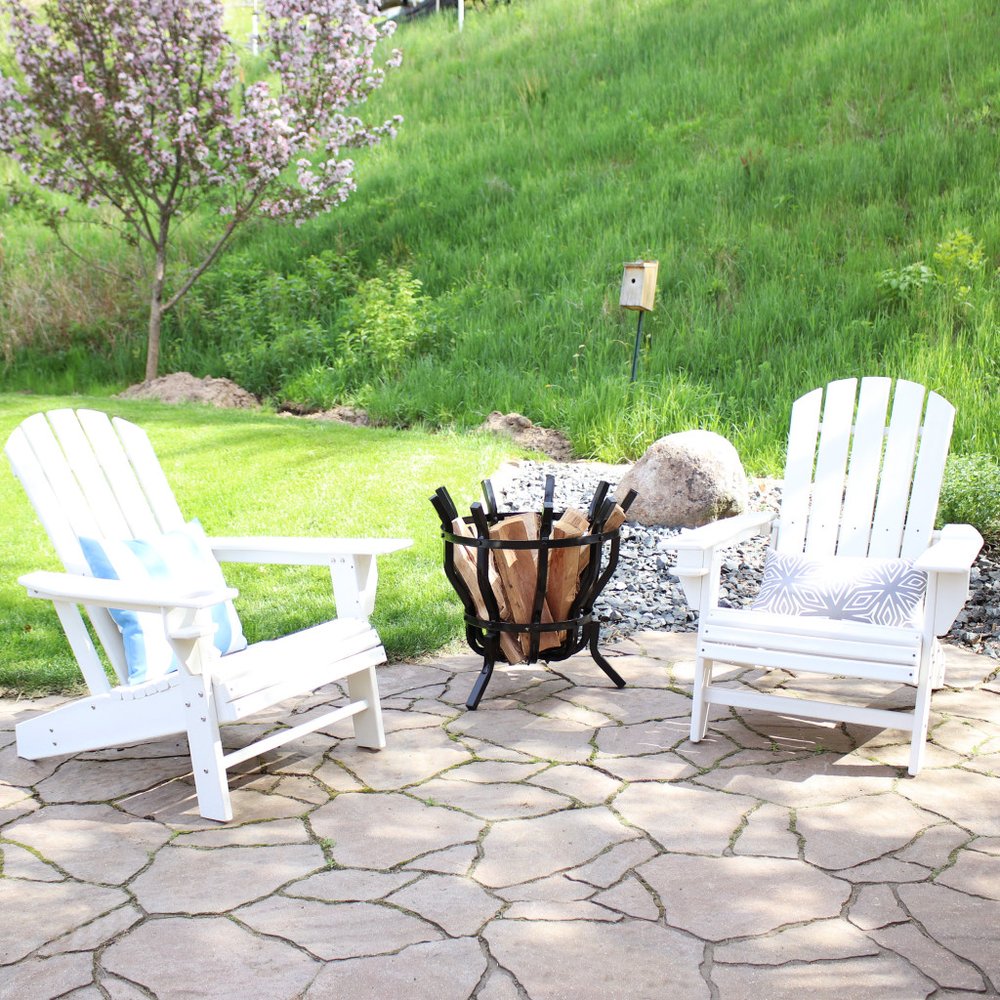 Set of Two White Heavy Duty Plastic Outdoor Adirondack Chairs HomeRoots