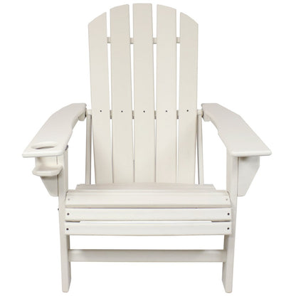 Set of Two White Heavy Duty Plastic Outdoor Adirondack Chairs HomeRoots