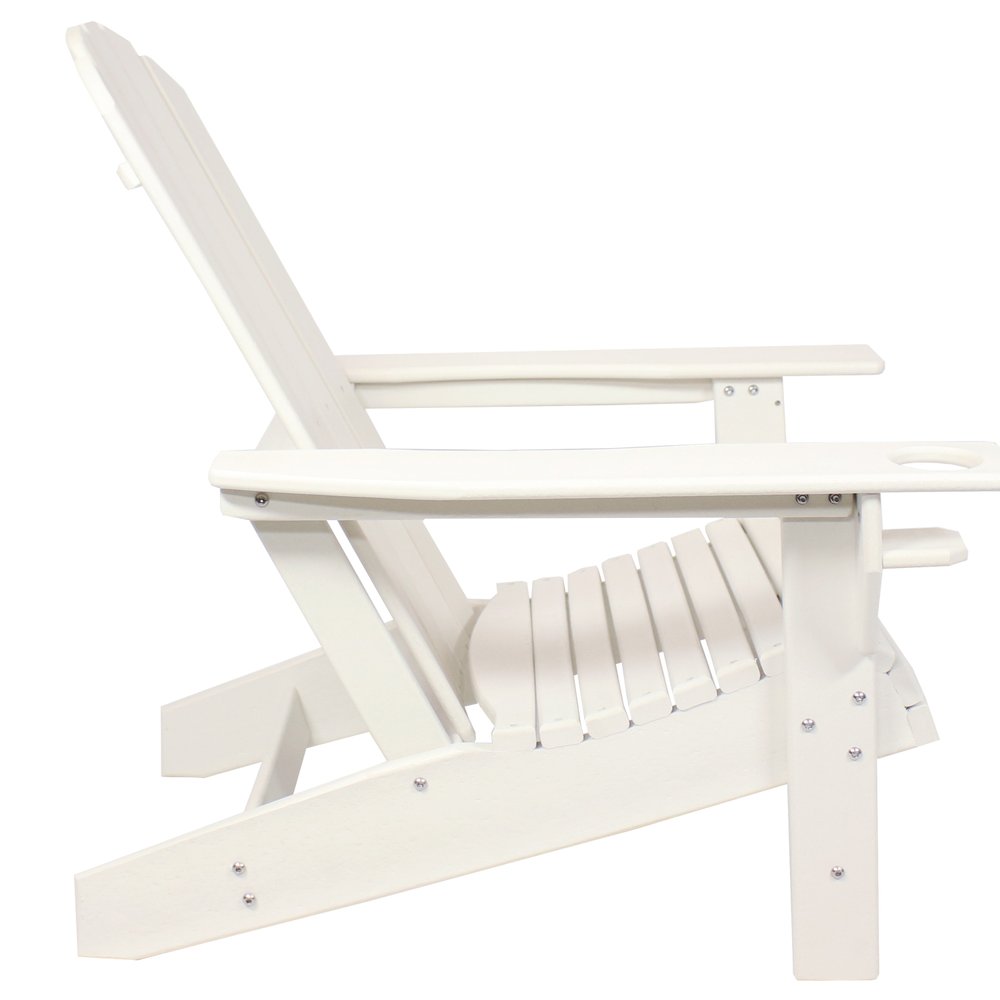 Set of Two White Heavy Duty Plastic Outdoor Adirondack Chairs HomeRoots