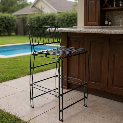 21" Black Steel Outdoor Accent Chair HomeRoots