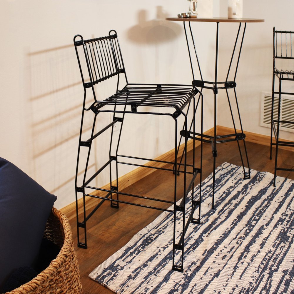 21" Black Steel Outdoor Accent Chair HomeRoots