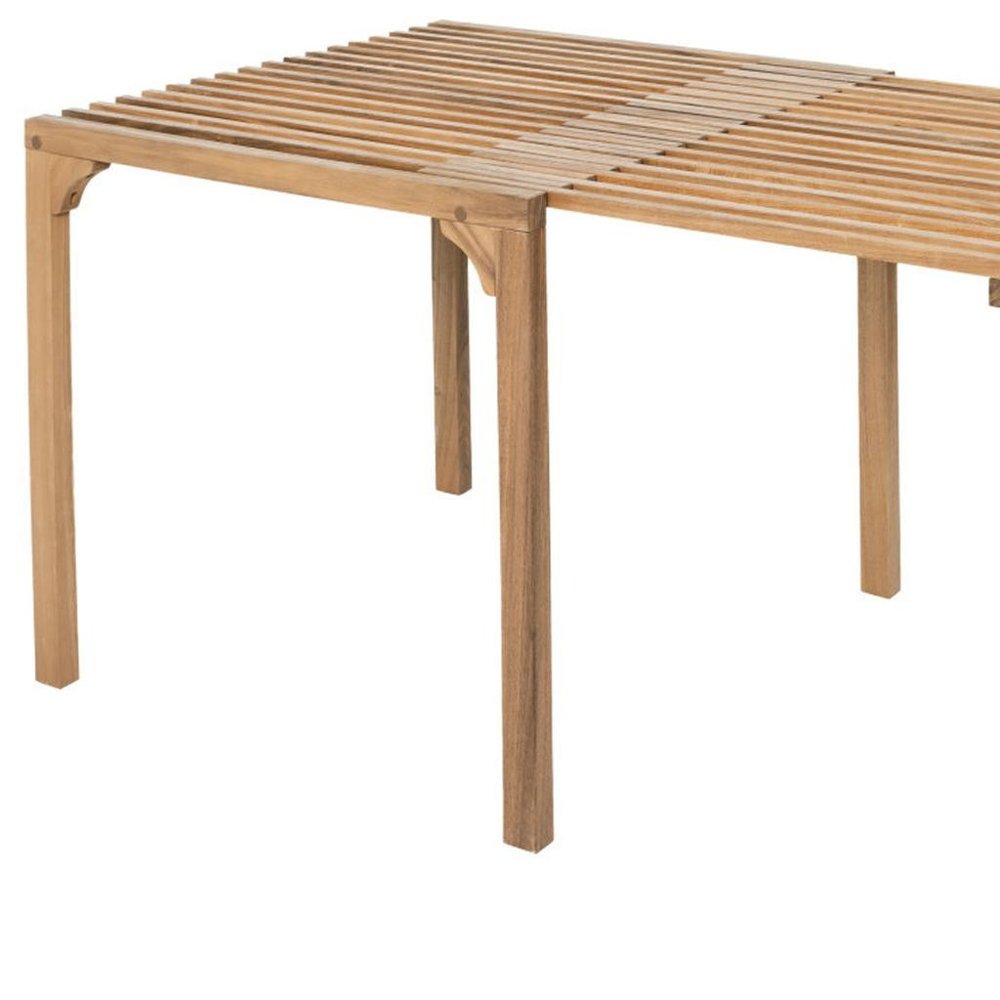 60" Natural Solid Wood Extendable Outdoor Dining Table HomeRoots