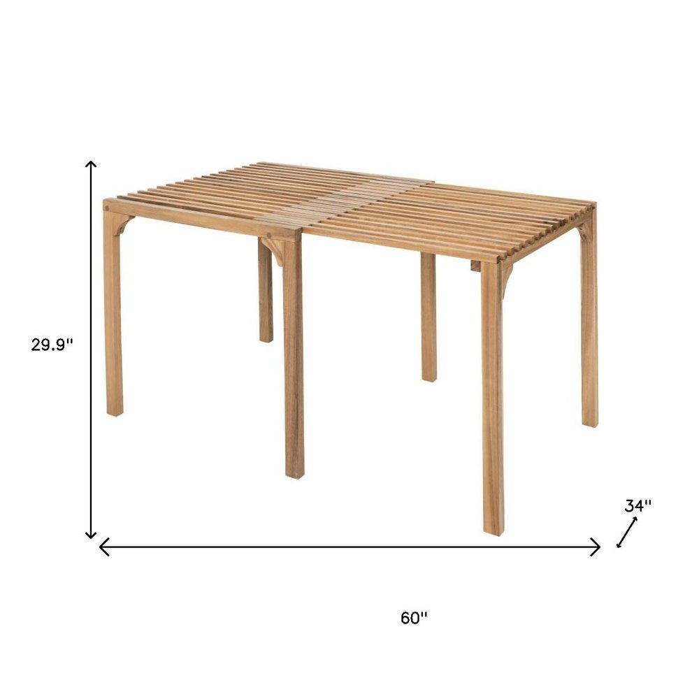 60" Natural Solid Wood Extendable Outdoor Dining Table HomeRoots