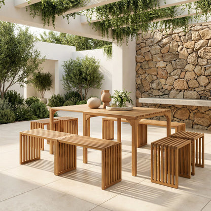 60" Natural Solid Wood Extendable Outdoor Dining Table HomeRoots