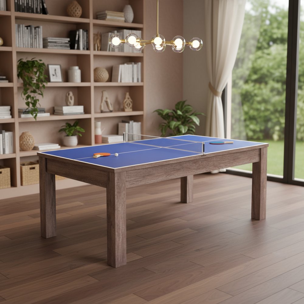 85" Brown Convertible Game And Dining Table HomeRoots