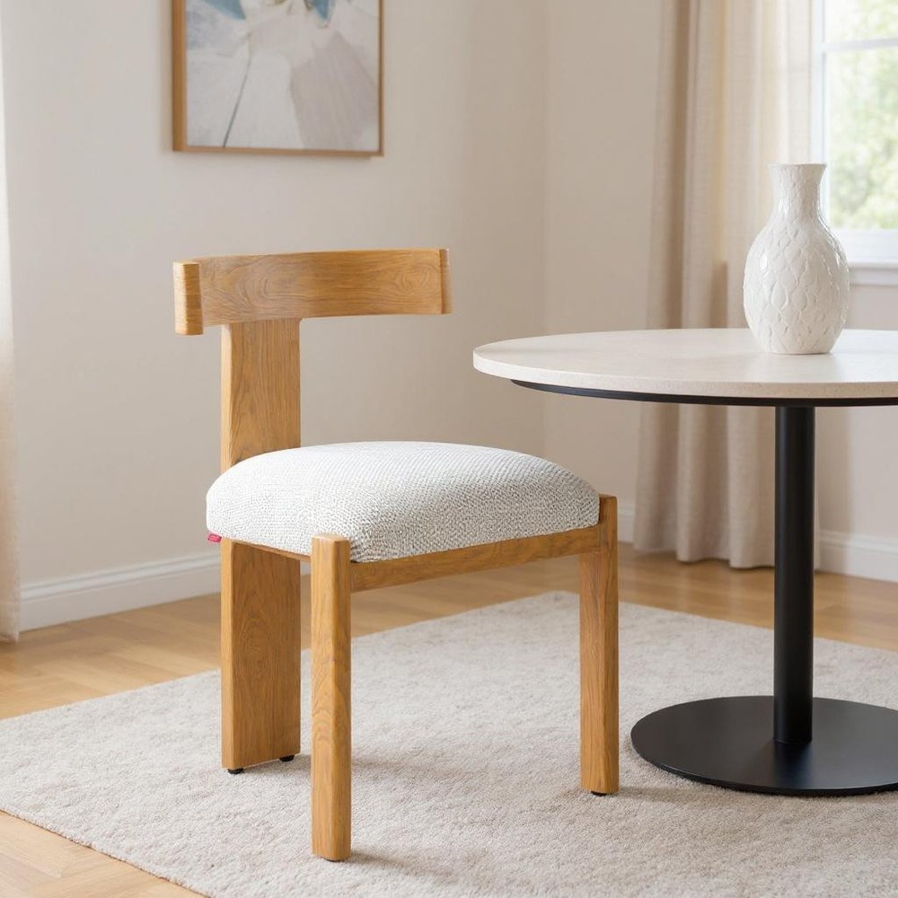 Beige And Natural Olefin And Aluminum Open Back Dining Side Chair — view 4
