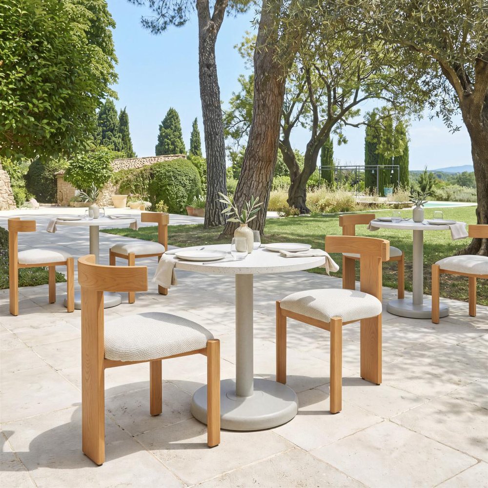 Beige And Natural Olefin And Aluminum Open Back Dining Side Chair — view 12