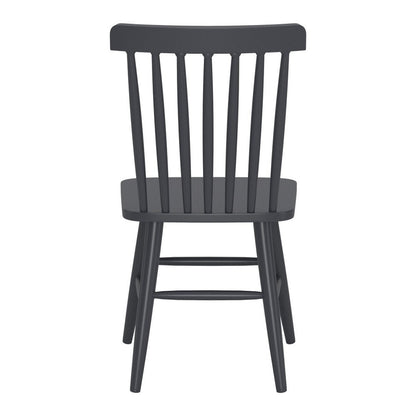Set of Two Black Aluminum Slat Back Dining Side Chairs