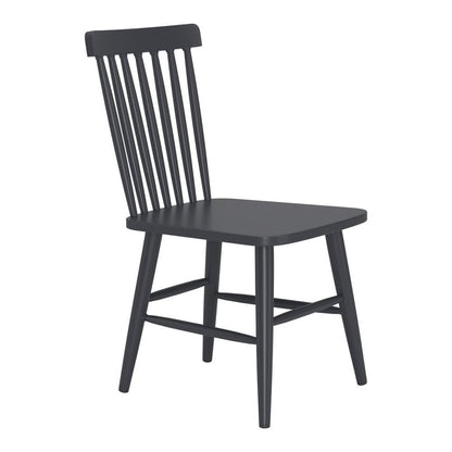 Set of Two Black Aluminum Slat Back Dining Side Chairs
