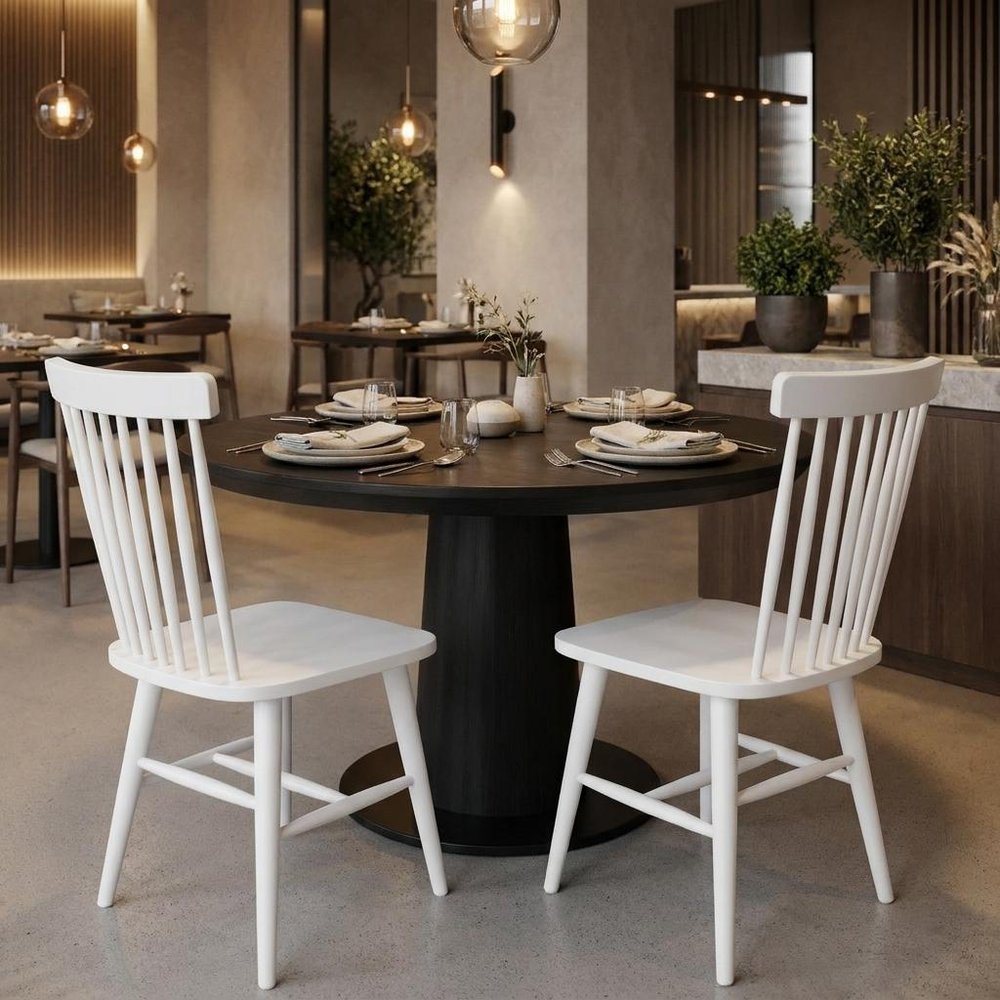 Set of Two Black Aluminum Slat Back Dining Side Chairs