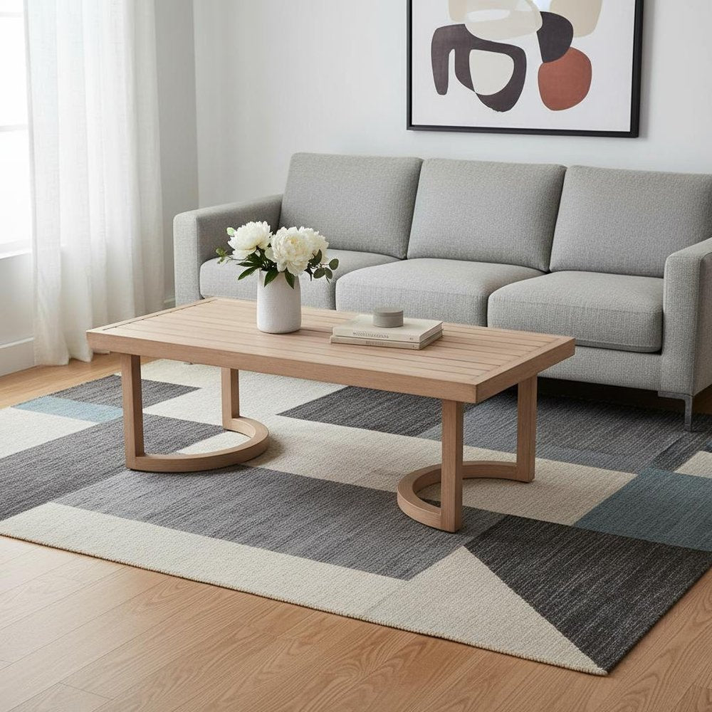 51" Brown Aluminum Outdoor Coffee Table HomeRoots