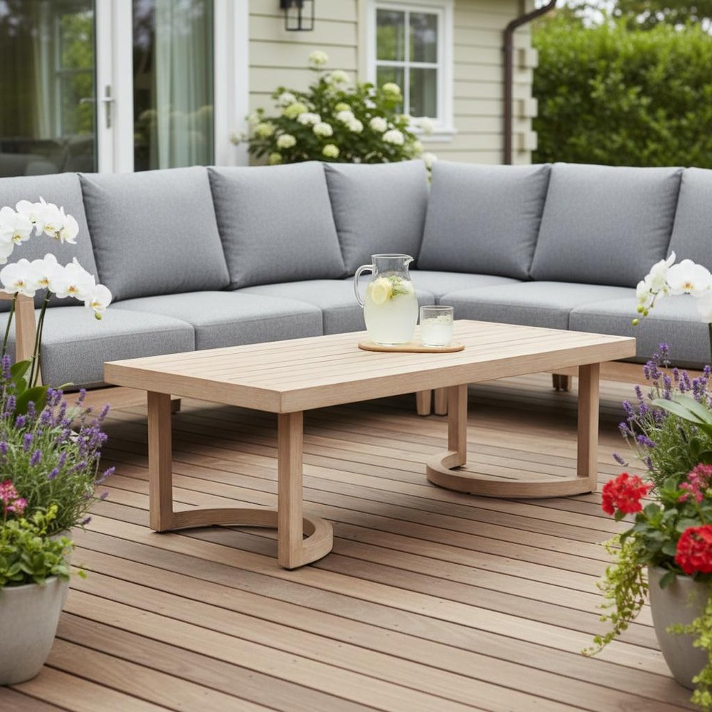 51" Brown Aluminum Outdoor Coffee Table HomeRoots