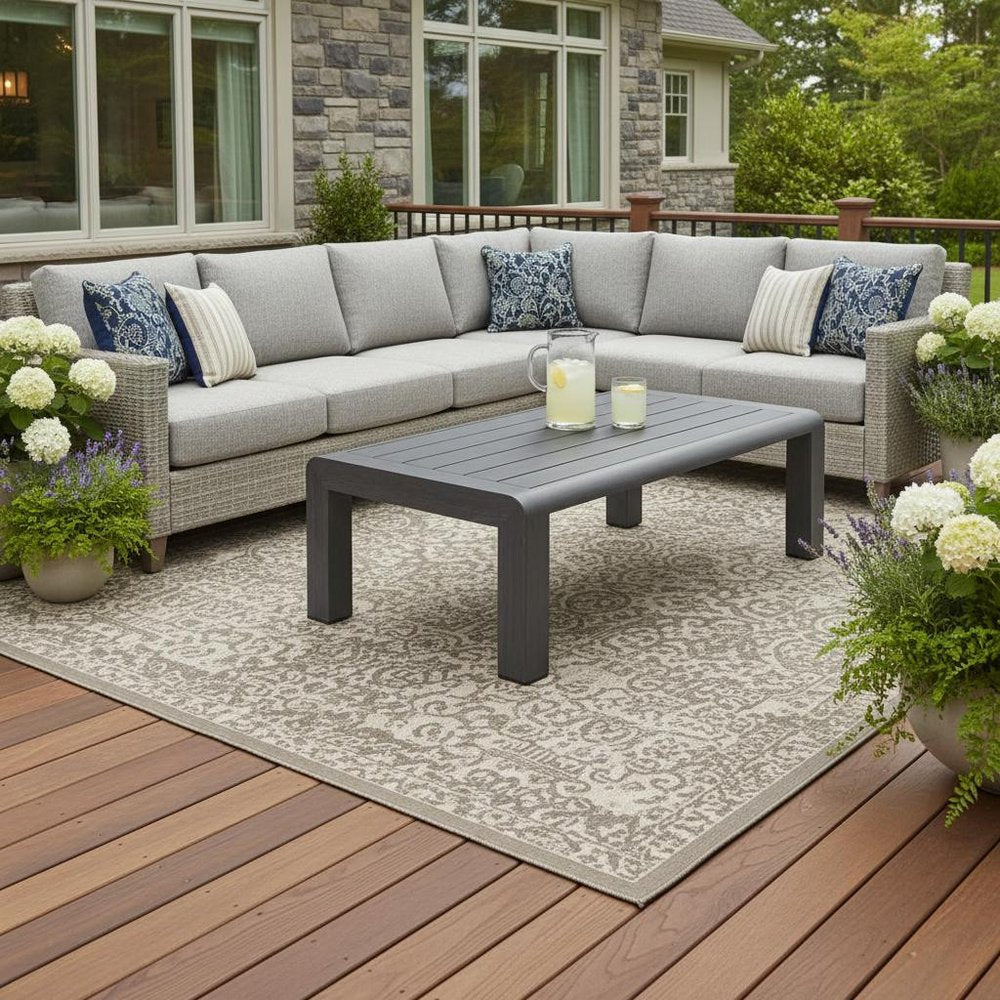 48" Black Aluminum Outdoor Coffee Table HomeRoots