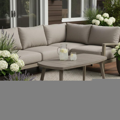 43" Brown Aluminum Outdoor Coffee Table HomeRoots