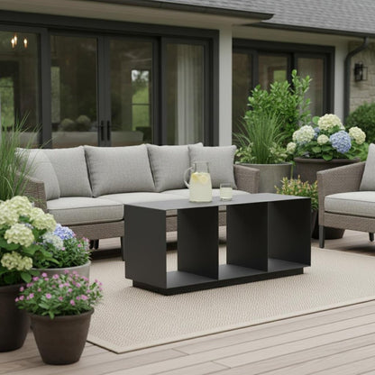 36" Charcoal Aluminum Outdoor Coffee Table HomeRoots