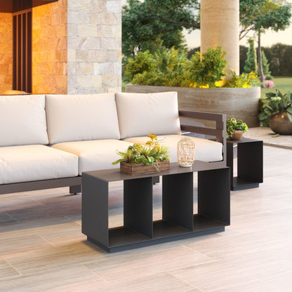 36" Charcoal Aluminum Outdoor Coffee Table HomeRoots