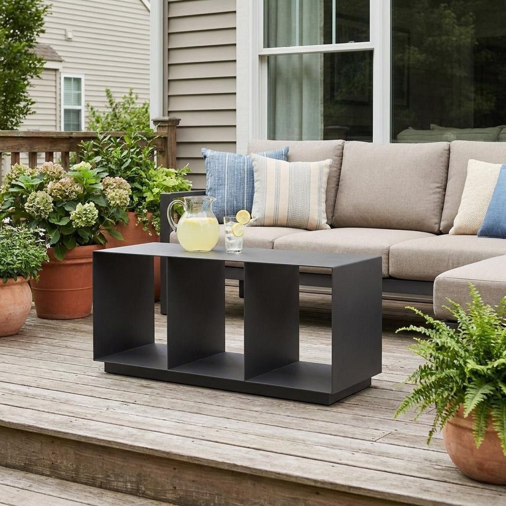 36" Charcoal Aluminum Outdoor Coffee Table HomeRoots