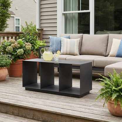 36" Charcoal Aluminum Outdoor Coffee Table HomeRoots