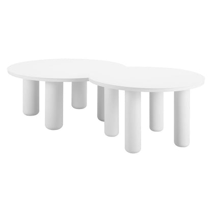 34" White Rounded Aluminum Outdoor Coffee Table HomeRoots