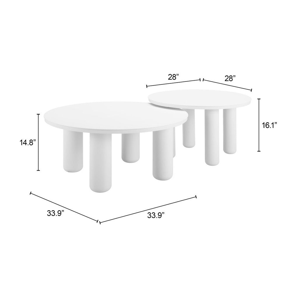 34" White Rounded Aluminum Outdoor Coffee Table HomeRoots